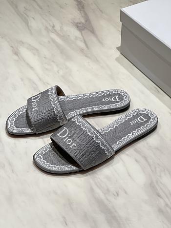 Okify Dior Gray Embroidered Women Slides 