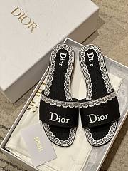 Okify Dior Black Embroidered Women Slides  - 5