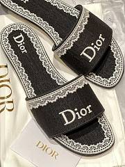 Okify Dior Black Embroidered Women Slides  - 6