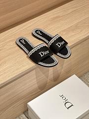 Okify Dior Black Embroidered Women Slides  - 4