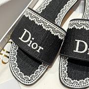 Okify Dior Black Embroidered Women Slides  - 3