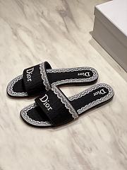 Okify Dior Black Embroidered Women Slides  - 1
