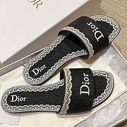Okify Dior Black Embroidered Women Slides  - 2