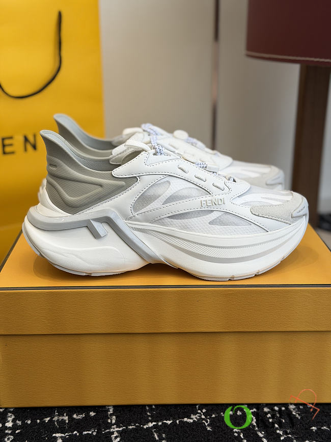 Okify Fendi 2026 White Mesh Sneakers Unisex 6cm - 1