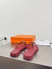 Okify Hermes Red Burgundy Flip Flop Women Slides - 5