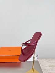 Okify Hermes Red Burgundy Flip Flop Women Slides - 4