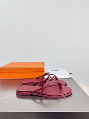 Okify Hermes Red Burgundy Flip Flop Women Slides - 6