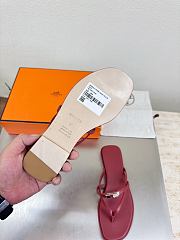 Okify Hermes Red Burgundy Flip Flop Women Slides - 3