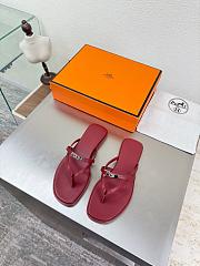Okify Hermes Red Burgundy Flip Flop Women Slides - 1