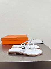 Okify Hermes White Flip Flop Women Slides - 5