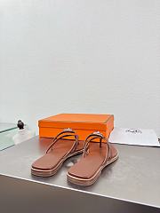 Okify Hermes Dark Brown Flip Flop Women Slides - 6