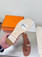 Okify Hermes Dark Brown Flip Flop Women Slides - 4