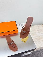 Okify Hermes Dark Brown Flip Flop Women Slides - 2