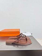 Okify Hermes Dark Brown Flip Flop Women Slides - 3