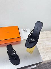Okify Hermes Black Flip Flop Women Slides - 6