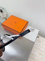 Okify Hermes Black With Silver Strap Flip Flop Women Slides - 3