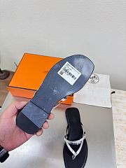 Okify Hermes Black With Silver Strap Flip Flop Women Slides - 2