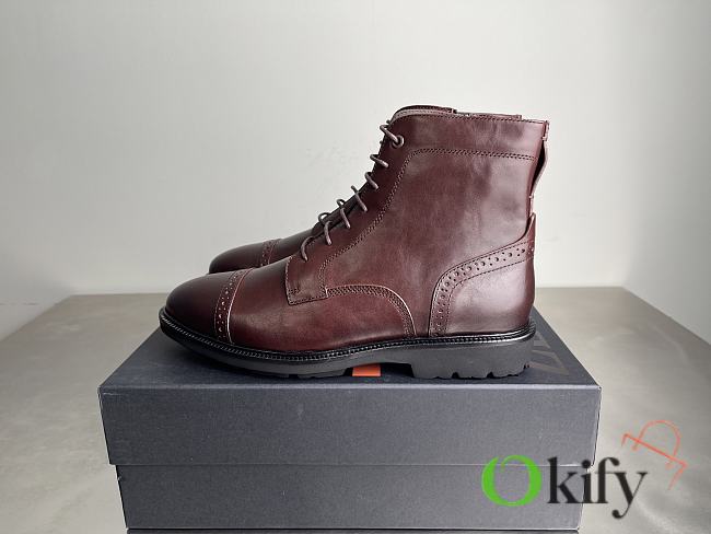 Okify Zegna Red Burgundy Men Boots - 1