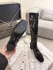 Okify Dior J'Adior Black Embroidered Mesh High Boots 3.5cm - 3