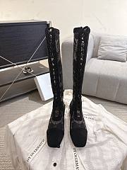 Okify Dior J'Adior Black Embroidered Mesh High Boots 3.5cm - 5
