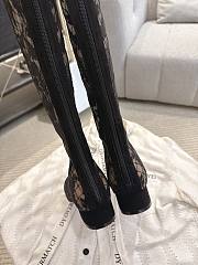 Okify Dior J'Adior Black Embroidered Mesh High Boots 3.5cm - 6