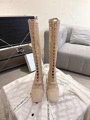 Okify Dior J'Adior Beige Embroidered Mesh High Boots 3.5cm - 5