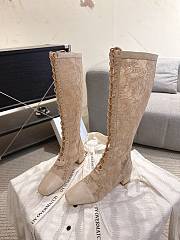 Okify Dior J'Adior Beige Embroidered Mesh High Boots 3.5cm - 4
