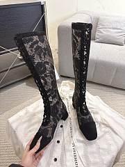 Okify Dior J'Adior Black Embroidered Mesh High Boots 3.5cm - 2