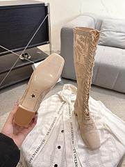 Okify Dior J'Adior Beige Embroidered Mesh High Boots 3.5cm - 2