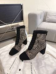 Okify Dior J'Adior Black Embroidered Mesh Boots 8cm 28272 - 5
