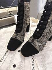 Okify Dior J'Adior Black Embroidered Mesh Boots 8cm 28272 - 4