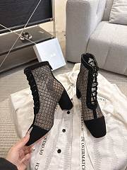 Okify Dior J'Adior Black Embroidered Mesh Boots 8cm 28273 - 3