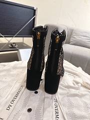 Okify Dior J'Adior Black Embroidered Mesh Boots 8cm 28273 - 6