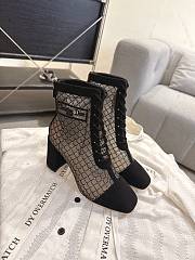 Okify Dior J'Adior Black Embroidered Mesh Boots 8cm 28273 - 1