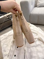 Okify Dior J'Adior Beige Embroidered Mesh Boots 8cm 28274 - 6