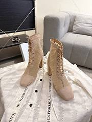 Okify Dior J'Adior Beige Embroidered Mesh Boots 8cm 28274 - 5