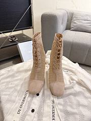 Okify Dior J'Adior Beige Embroidered Mesh Boots 8cm 28274 - 2