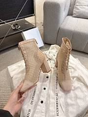 Okify Dior J'Adior Beige Embroidered Mesh Boots 8cm 28274 - 4