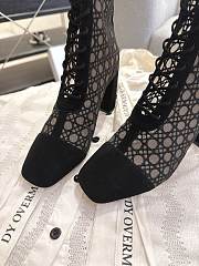 Okify Dior J'Adior Black Embroidered Mesh Boots 8cm 28275 - 3