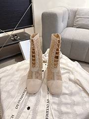 Okify Dior J'Adior Beige Embroidered Mesh Boots 8cm 28276 - 6