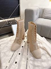 Okify Dior J'Adior Beige Embroidered Mesh Boots 8cm 28276 - 5