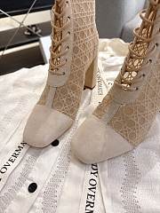 Okify Dior J'Adior Beige Embroidered Mesh Boots 8cm 28276 - 4
