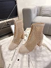 Okify Dior J'Adior Beige Embroidered Mesh Boots 8cm 28276 - 3