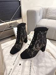 Okify Dior J'Adior Black Embroidered Mesh Boots 8cm 28277 - 4