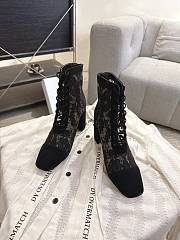 Okify Dior J'Adior Black Embroidered Mesh Boots 8cm 28277 - 2