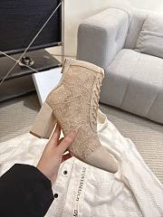 Okify Dior J'Adior Beige Embroidered Mesh Boots 8cm 28278 - 6