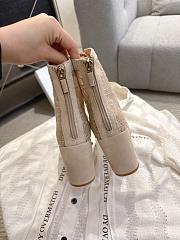 Okify Dior J'Adior Beige Embroidered Mesh Boots 8cm 28278 - 5