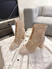 Okify Dior J'Adior Beige Embroidered Mesh Boots 8cm 28278 - 3