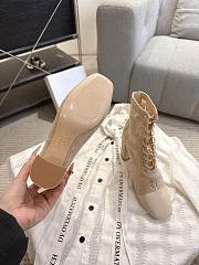 Okify Dior J'Adior Beige Embroidered Mesh Boots 8cm 28278 - 4