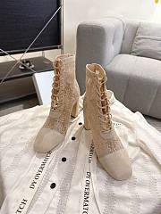 Okify Dior J'Adior Beige Embroidered Mesh Boots 8cm 28278 - 2